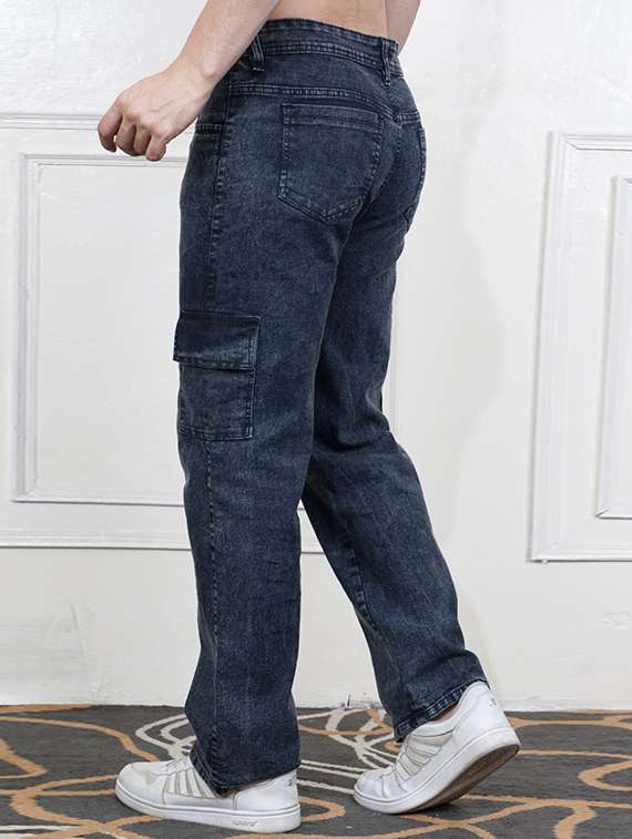 men washed mid rise denim cargo - 22343873 -  Standard Image - 1