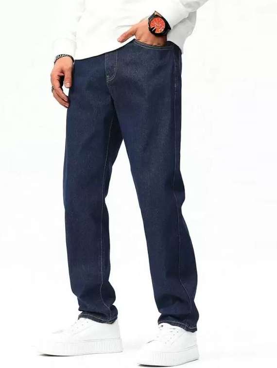 men plain mid rise full length jeans