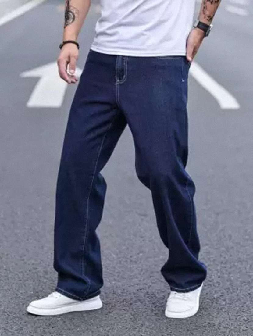 men plain mid rise full length denim jeans - 22343987 -  Standard Image - 1