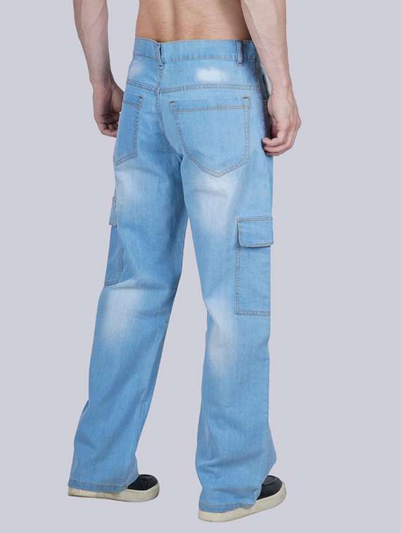 men washed mid rise denim cargo - 22344120 -  Standard Image - 1