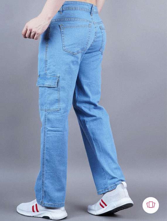 men solid mid rise denim cargo - 22344159 -  Standard Image - 1