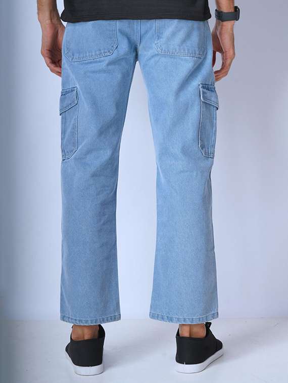 men solid mid rise denim cargo - 22344161 -  Standard Image - 4