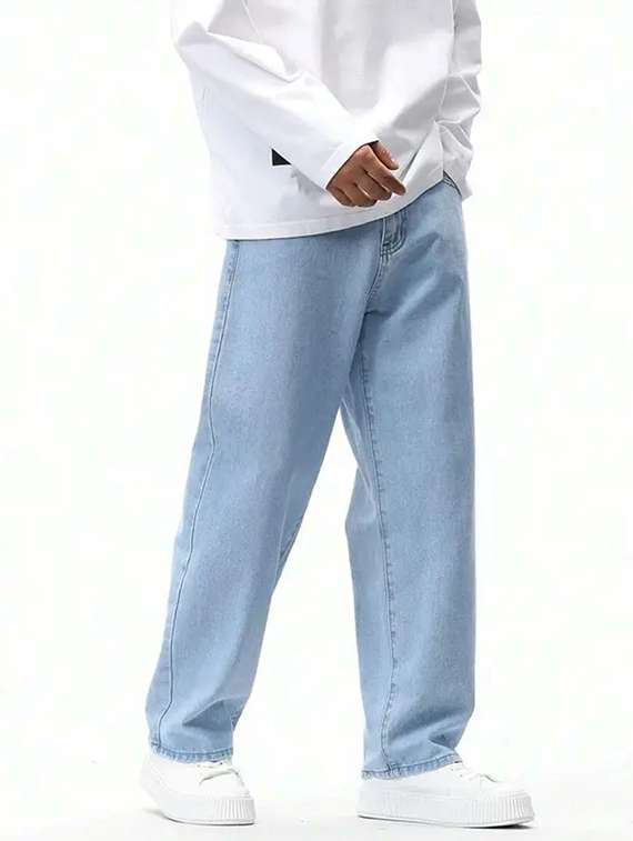 men plain mid rise full length denim jeans - 22344171 -  Standard Image - 1