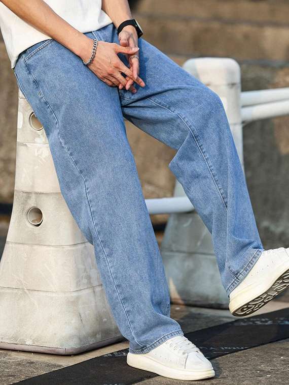 men plain mid rise full length jeans - 22344196 -  Standard Image - 1