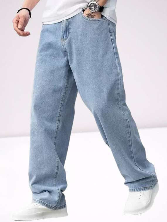 men plain mid rise full length jeans - 22344198 -  Standard Image - 1