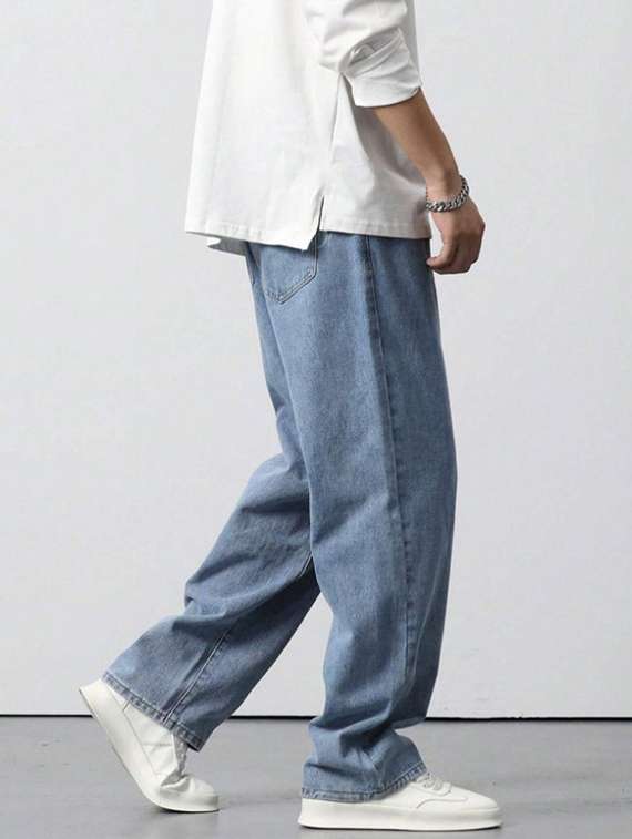 men plain mid rise full length jeans - 22344199 -  Standard Image - 1