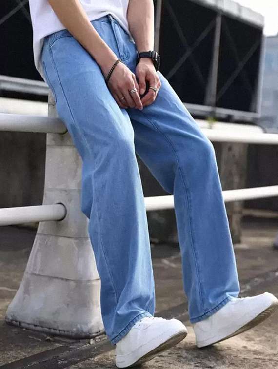 men plain mid rise full length jeans - 22344208 -  Standard Image - 1