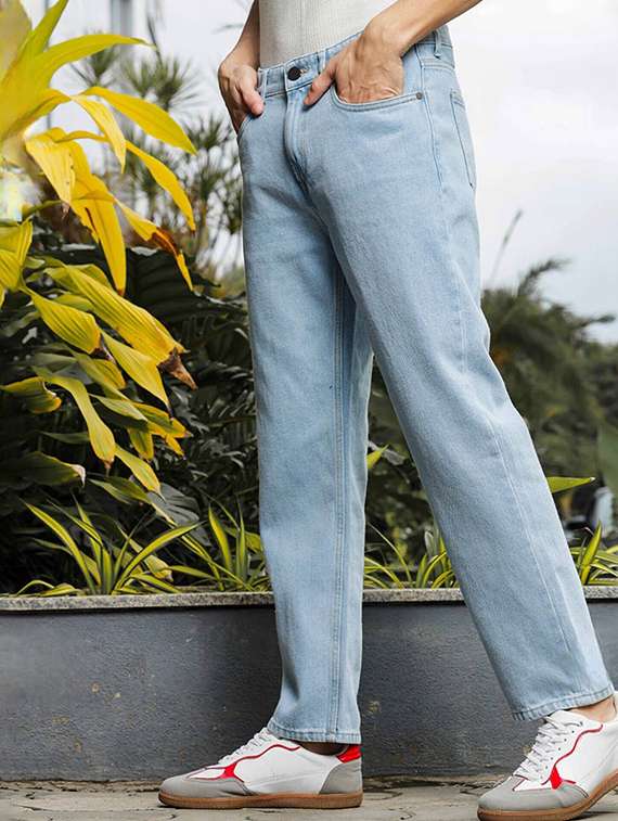 men plain mid rise full length straight fit jeans - 22344334 -  Standard Image - 1