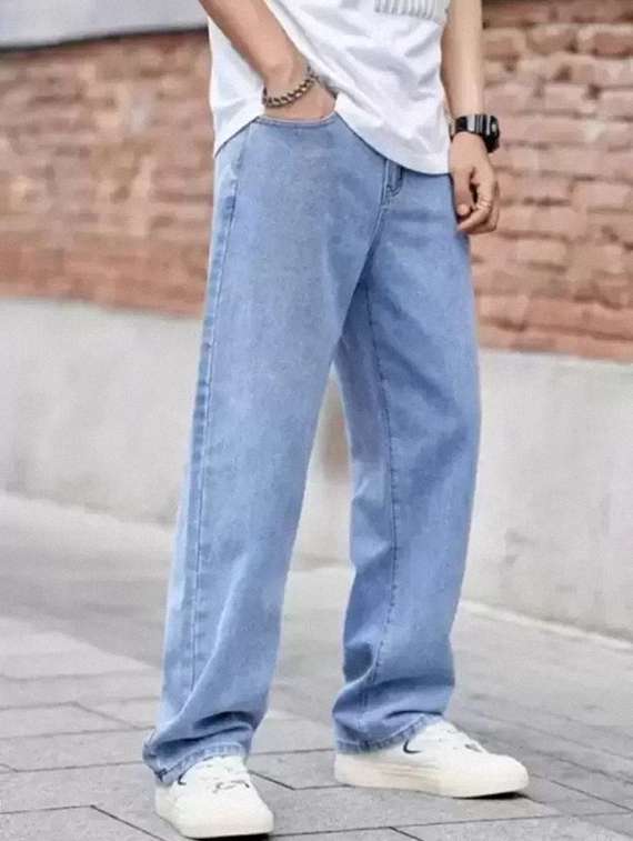 men plain mid rise full length jeans - 22344339 -  Standard Image - 1