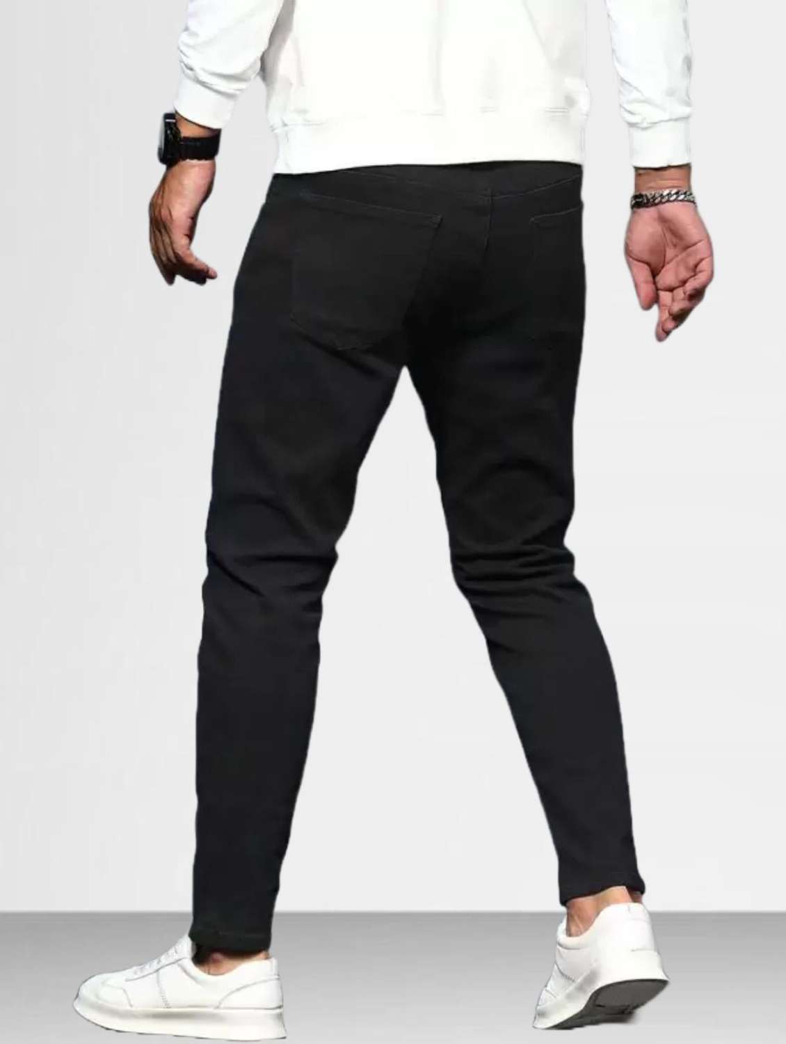 men plain mid rise full length slim fit jeans - 22344555 -  Standard Image - 1