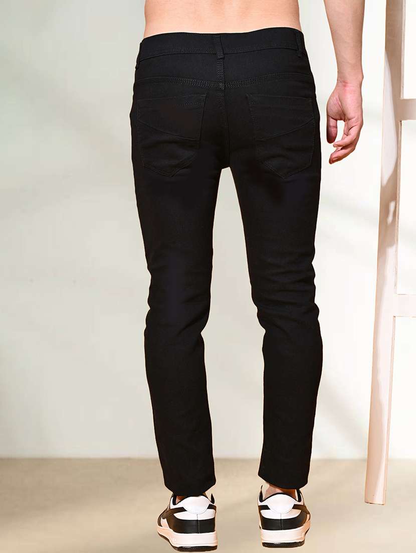 men plain mid rise full length slim fit jeans - 22344588 -  Standard Image - 1