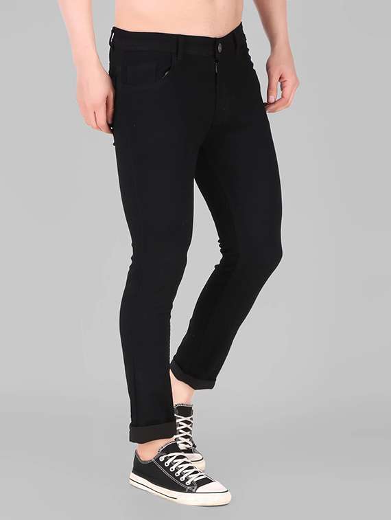 men plain mid rise full length denim jeans - 22344596 -  Standard Image - 1