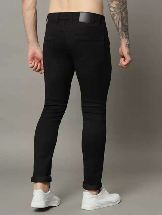 men plain mid rise full length slim fit jeans - 22344612 -  Standard Image - 1