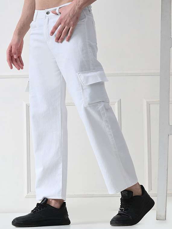 men solid mid rise denim cargo - 22344685 -  Standard Image - 1