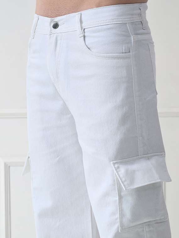 men solid mid rise denim cargo - 22344685 -  Standard Image - 4