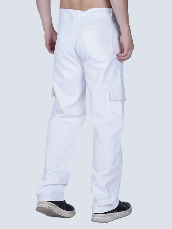 men solid mid rise denim cargo - 22344688 -  Standard Image - 1