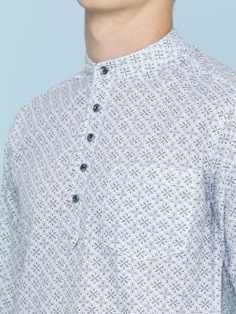 Men Printed Long Sleeves Short Kurta - 22345045 -  Standard Image - 1