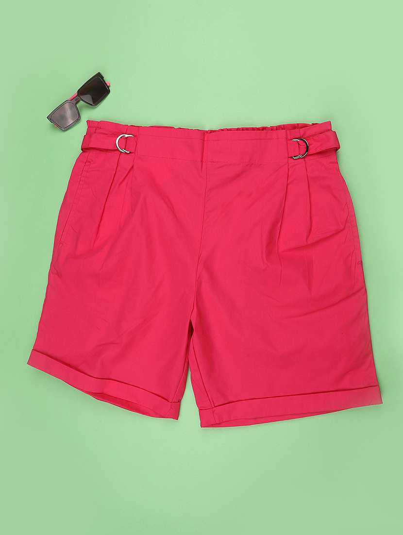 girls solid mid rise regular shorts - 22345116 -  Standard Image - 1