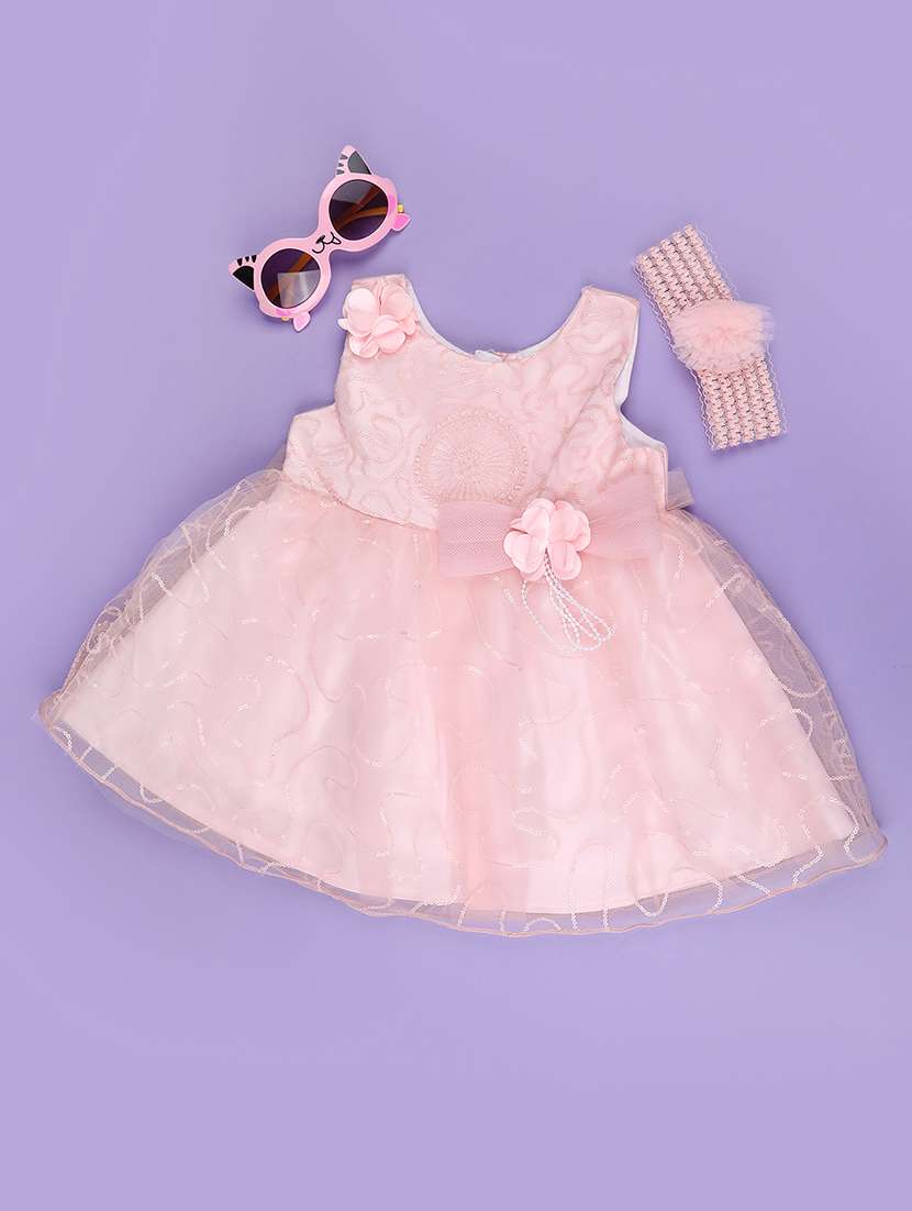 peach cotton infant frock - 22345157 -  Standard Image - 1