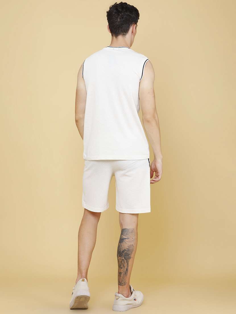 men self design sleeveless t-shirt and shorts co-ord set - 22345172 -  Standard Image - 4