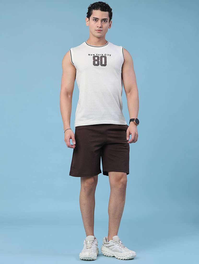 men printed sleeveless t-shirt and shorts co-ord set