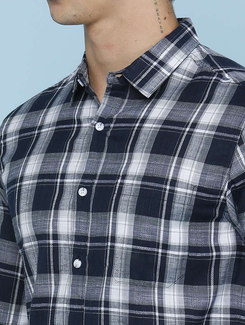 Men Checkered Long Sleeve Slim Fit Casual Shirt - 22345499 -  Standard Image - 1