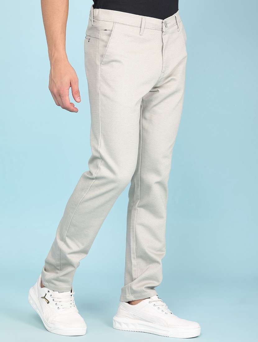 Men Solid Mid Rise Chinos Casual Trouser - 22345560 -  Standard Image - 1