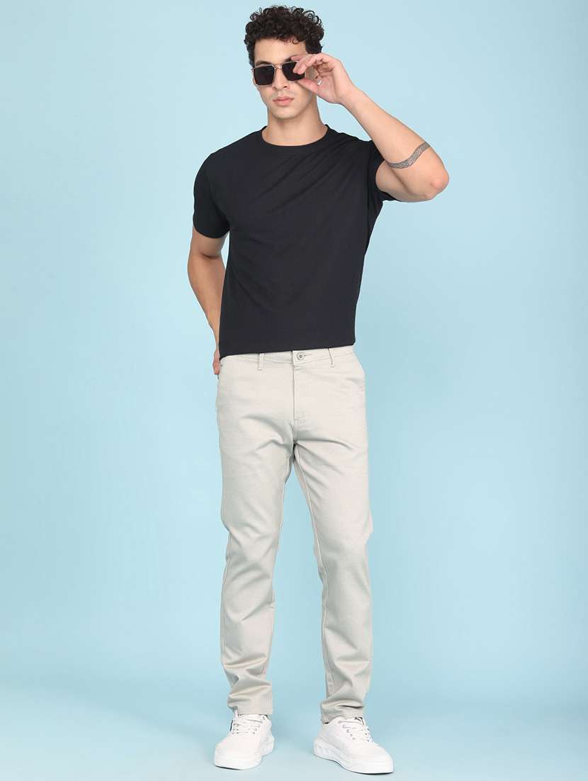 Men Solid Mid Rise Chinos Casual Trouser - 22345560 -  Standard Image - 4