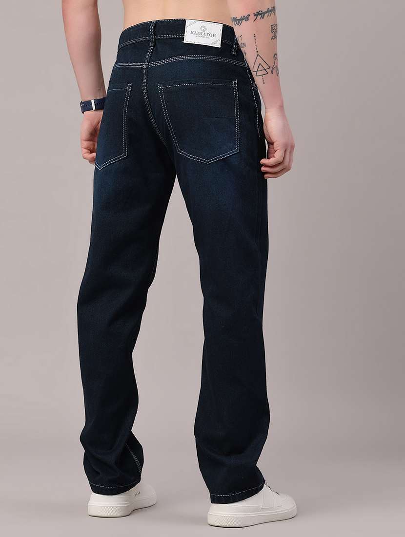 men plain mid rise full length relaxed fit jeans - 22345610 -  Standard Image - 4