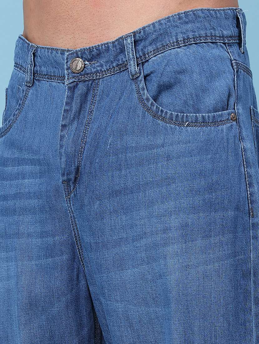 men washed mid rise full length baggy jeans - 22345614 -  Standard Image - 1