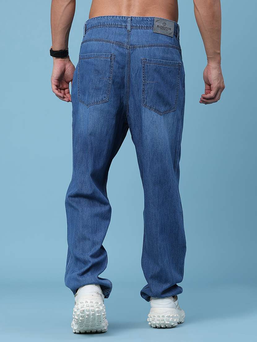 men washed mid rise full length baggy jeans - 22345614 -  Standard Image - 4