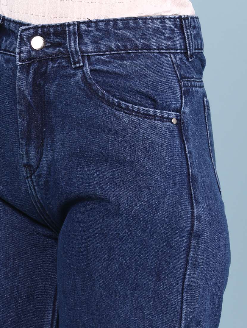 women solid mid rise wide leg jeans - 22345661 -  Standard Image - 1