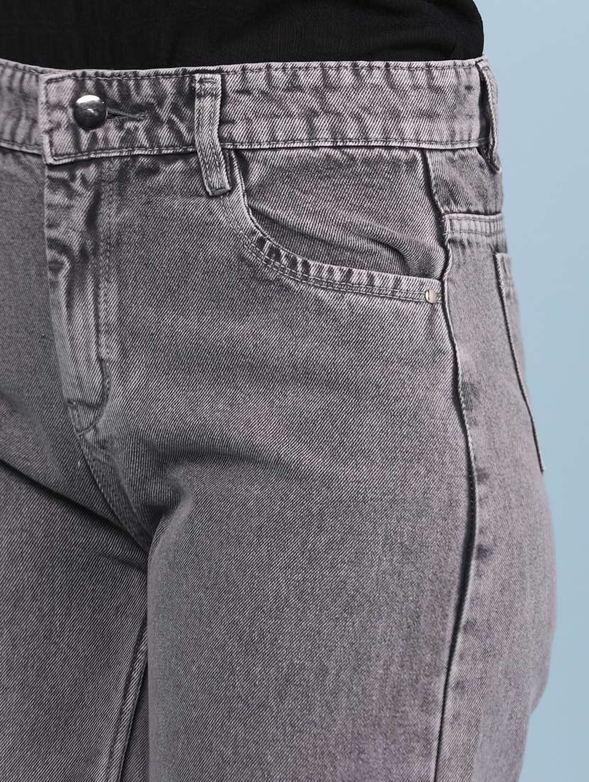 women washed mid rise wide leg jeans - 22345663 -  Standard Image - 1