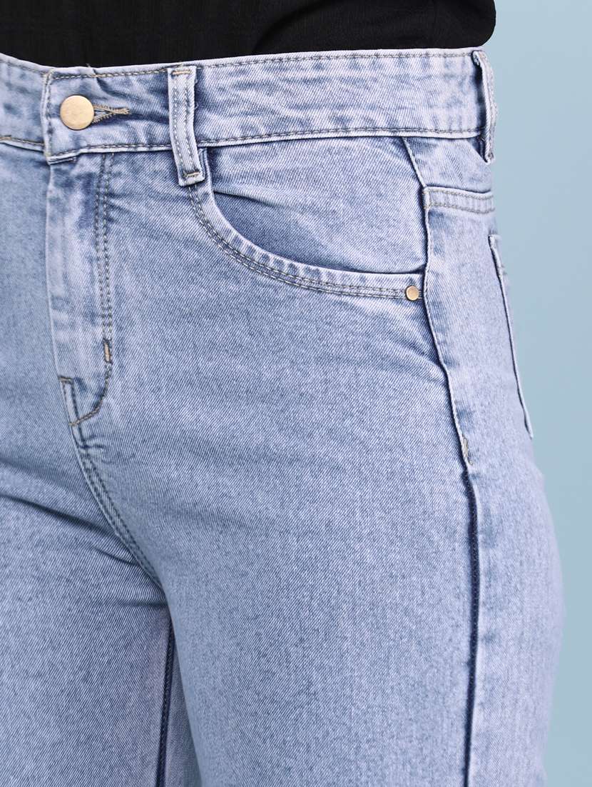 women solid mid rise wide leg jeans - 22345666 -  Standard Image - 1