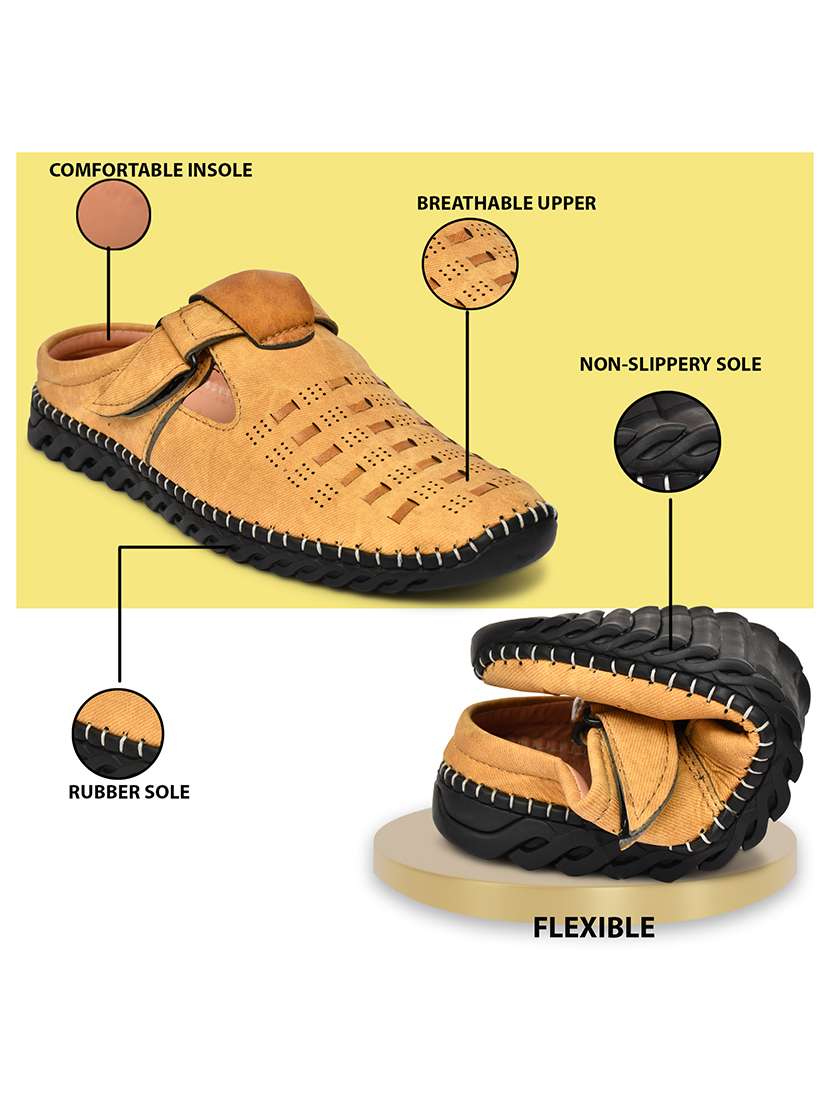 men tan slip on sandal - 22345762 -  Standard Image - 4