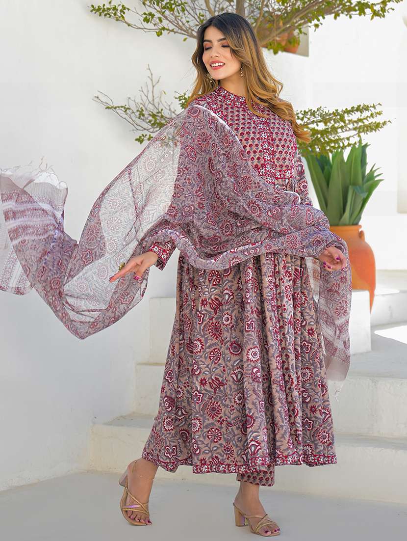 women printed long sleeve kurta pant with dupatta set - 22345791 -  Standard Image - 1