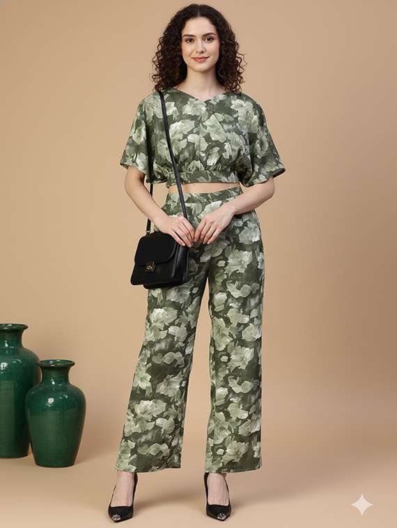 women printed top and trouser co-ord set