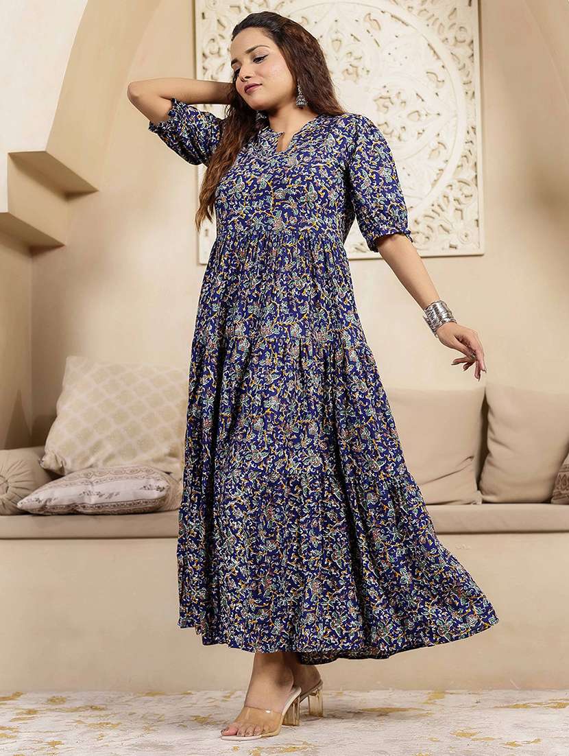 women printed puff sleeve tiered dress - 22345831 -  Standard Image - 1
