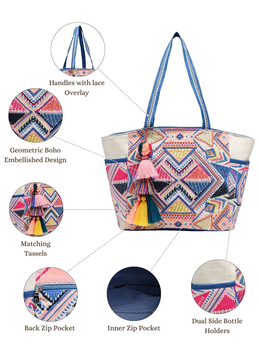 women embroidered boho style tote bag - 22345897 -  Standard Image - 4