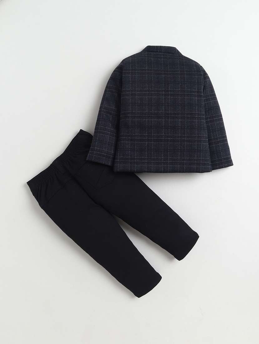 boys checkered blazer and trouser with t-shirt set - 22345904 -  Standard Image - 1