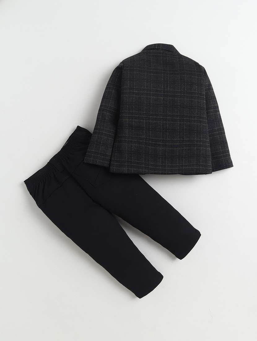 boys checkered blazer and trouser with t-shirt set - 22345906 -  Standard Image - 1