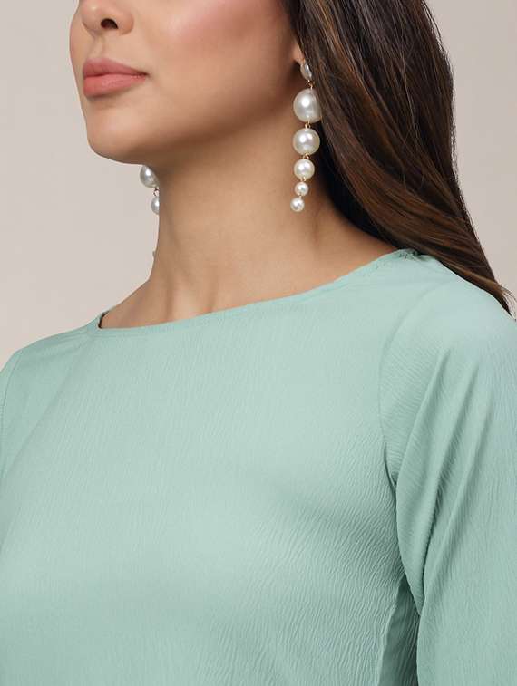 womne solid three quarter sleeve flared dress - 22345924 -  Standard Image - 4