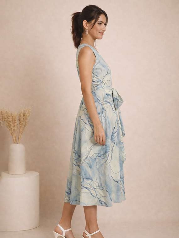 women printed sleeveless fit & flared dress - 22345934 -  Standard Image - 1