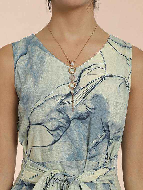 women printed sleeveless fit & flared dress - 22345934 -  Standard Image - 4