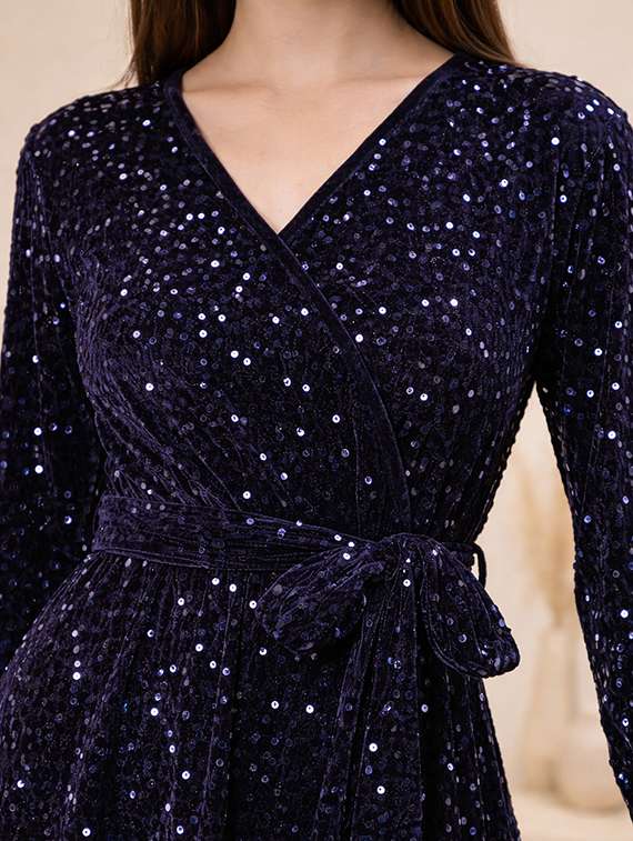 women sequined puff sleeve a-line dress - 22345936 -  Standard Image - 4