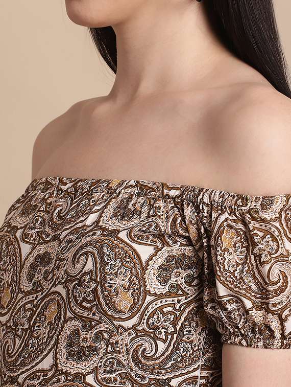 women printed off shoulder tiered dress - 22345940 -  Standard Image - 4