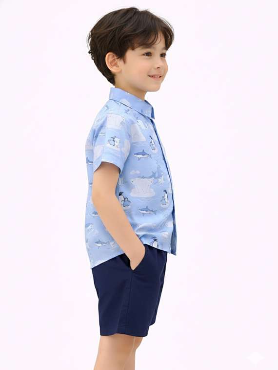 Boys Printed Shirt And Shorts Set - 22345958 -  Standard Image - 1