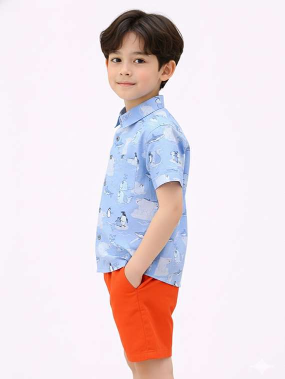 Boys Printed Shirt And Shorts Set - 22345960 -  Standard Image - 1