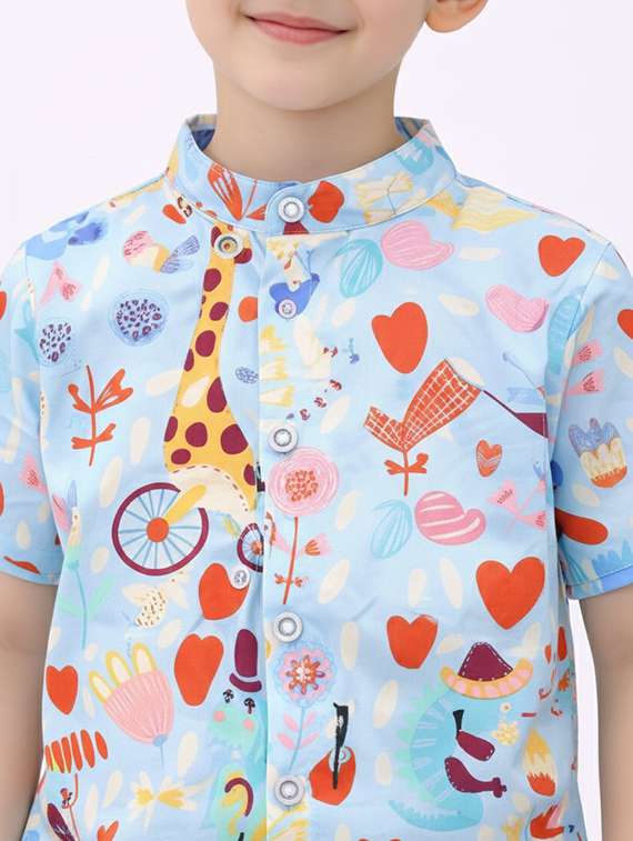 boys printed shirt and shorts set - 22346014 -  Standard Image - 4