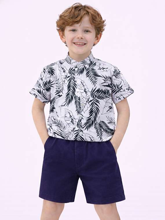 boys printed shirt and shorts set